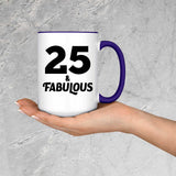 25th Birthday 25 & Fabulous - 15oz Accent Mug Purple
