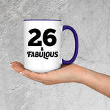 26th Birthday 26 & Fabulous - 15oz Accent Mug Purple