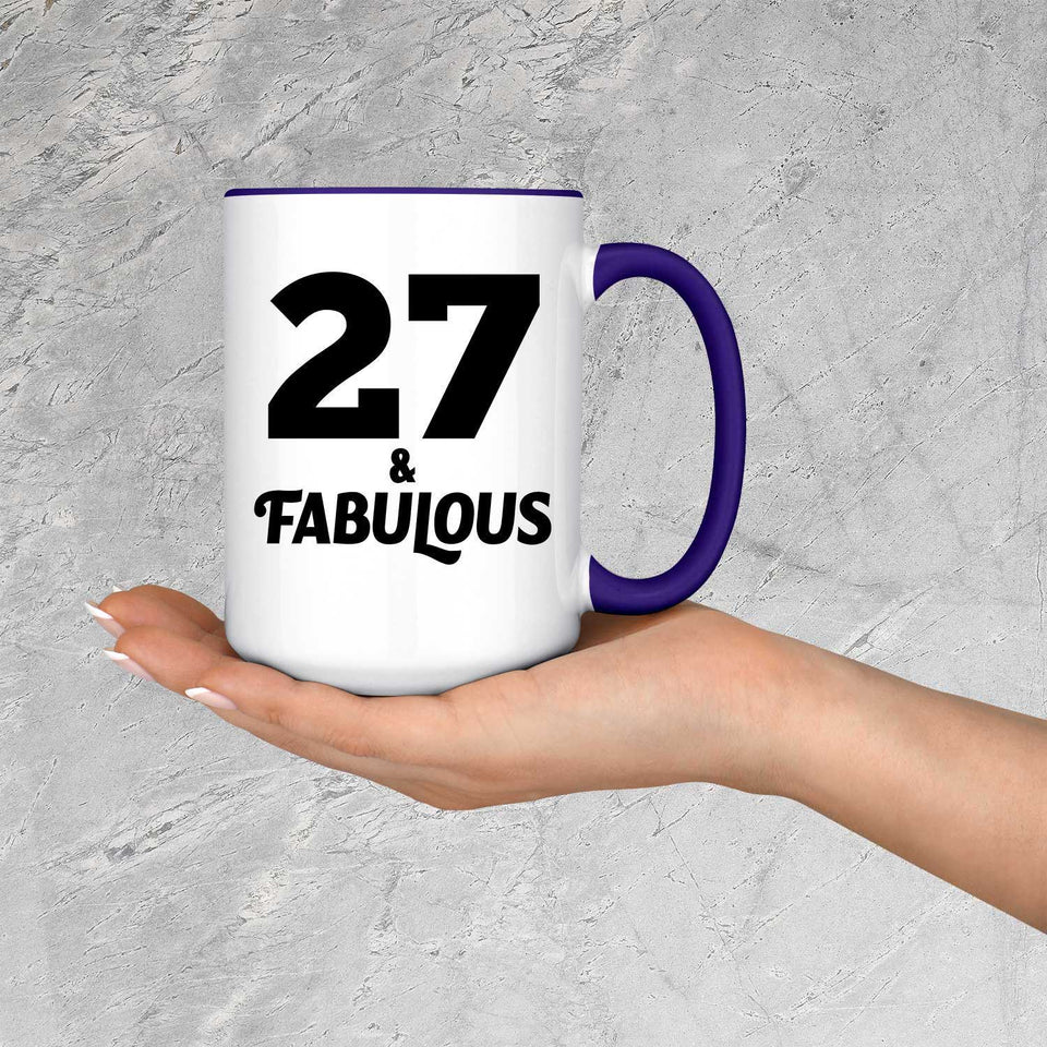 27th Birthday 27 & Fabulous - 15oz Accent Mug Purple