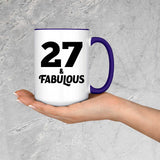 27th Birthday 27 & Fabulous - 15oz Accent Mug Purple