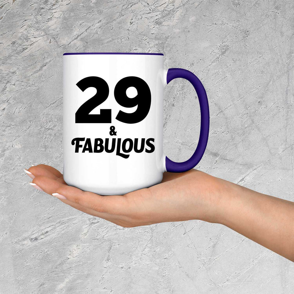 29th Birthday 29 & Fabulous - 15oz Accent Mug Purple