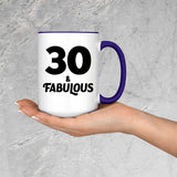 30th Birthday 30 & Fabulous - 15oz Accent Mug Purple