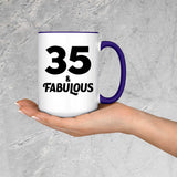 35th Birthday 35 & Fabulous - 15oz Accent Mug Purple