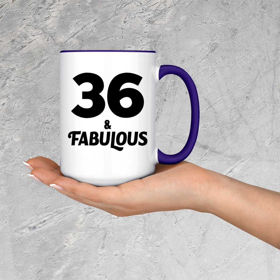 36th Birthday 36 & Fabulous - 15oz Accent Mug Purple