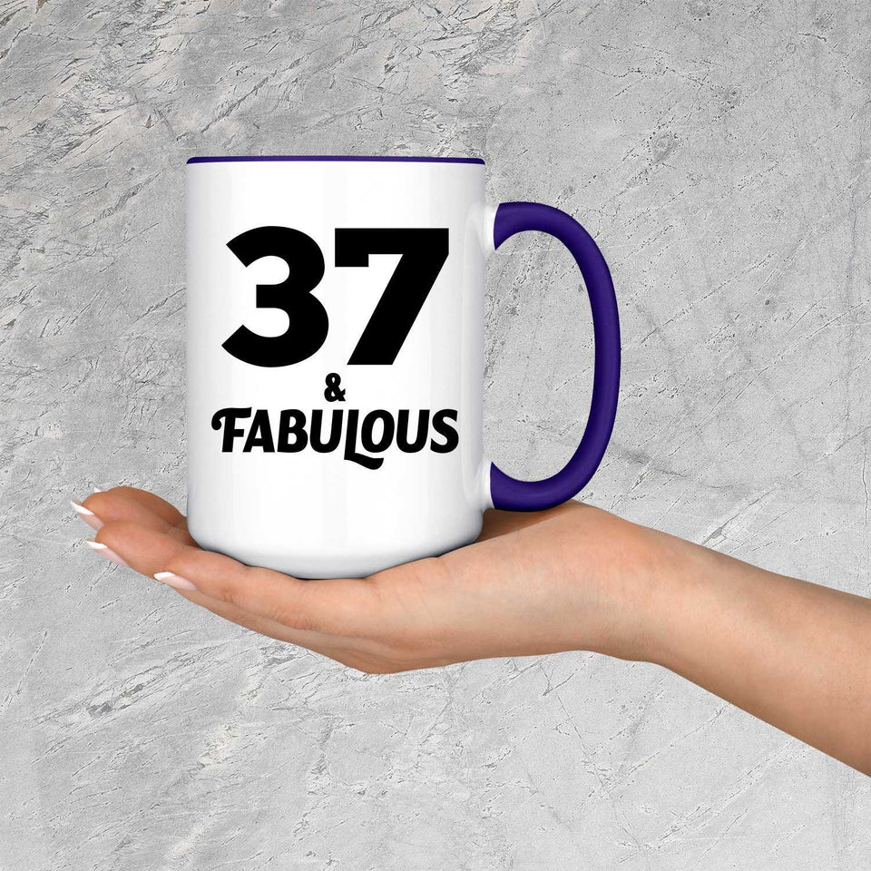 37th Birthday 37 & Fabulous - 15oz Accent Mug Purple