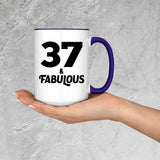37th Birthday 37 & Fabulous - 15oz Accent Mug Purple