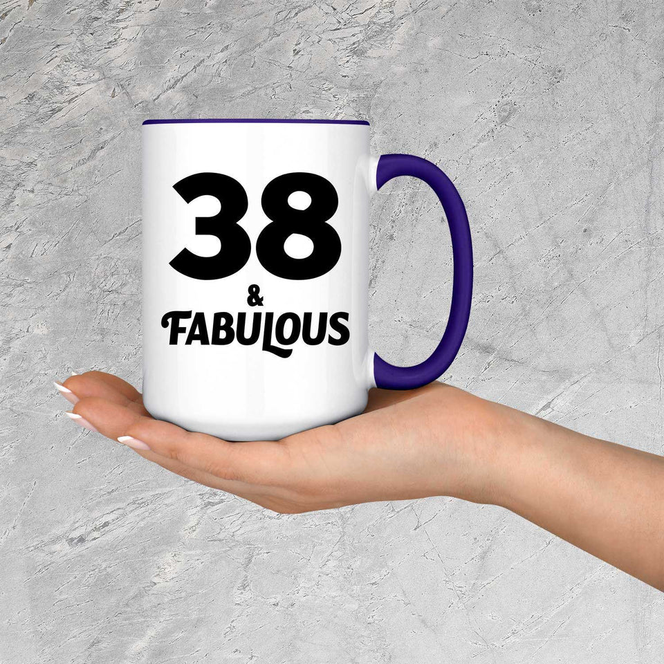 38th Birthday 38 & Fabulous - 15oz Accent Mug Purple
