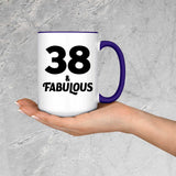 38th Birthday 38 & Fabulous - 15oz Accent Mug Purple