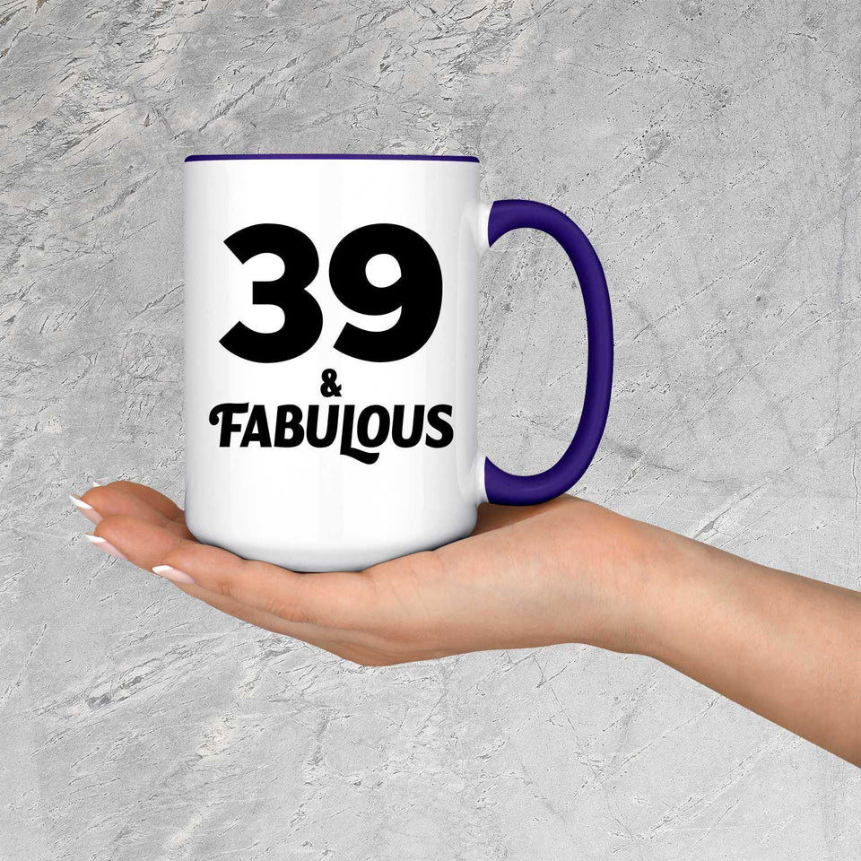 39th Birthday 39 & Fabulous - 15oz Accent Mug Purple