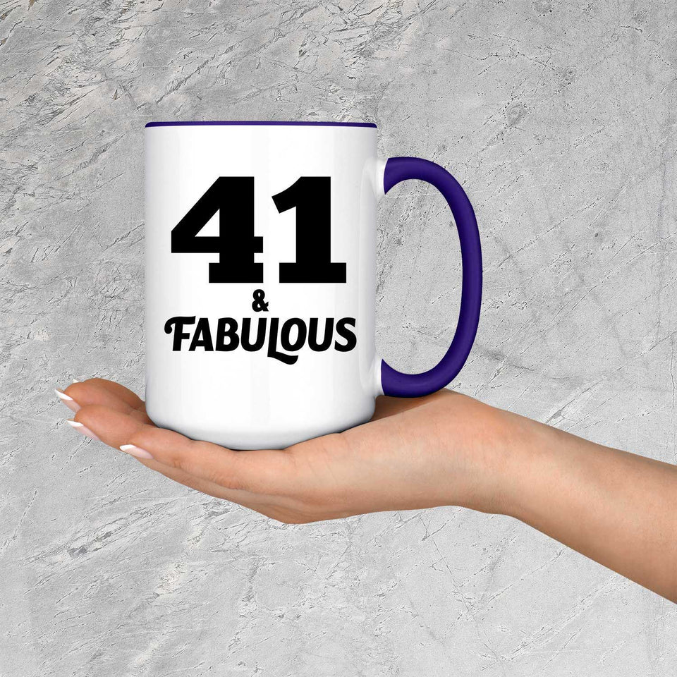 41st Birthday 41 & Fabulous - 15oz Accent Mug Purple