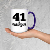 41st Birthday 41 & Fabulous - 15oz Accent Mug Purple
