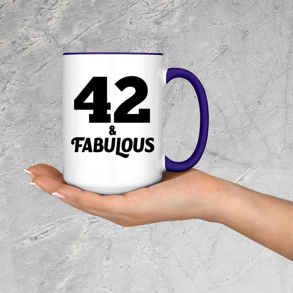 42nd Birthday 42 & Fabulous - 15oz Accent Mug Purple