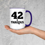 42nd Birthday 42 & Fabulous - 15oz Accent Mug Purple
