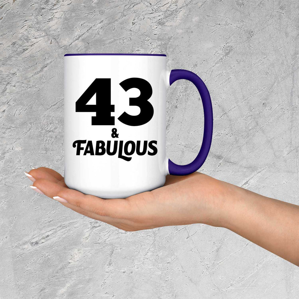 43rd Birthday 43 & Fabulous - 15oz Accent Mug Purple