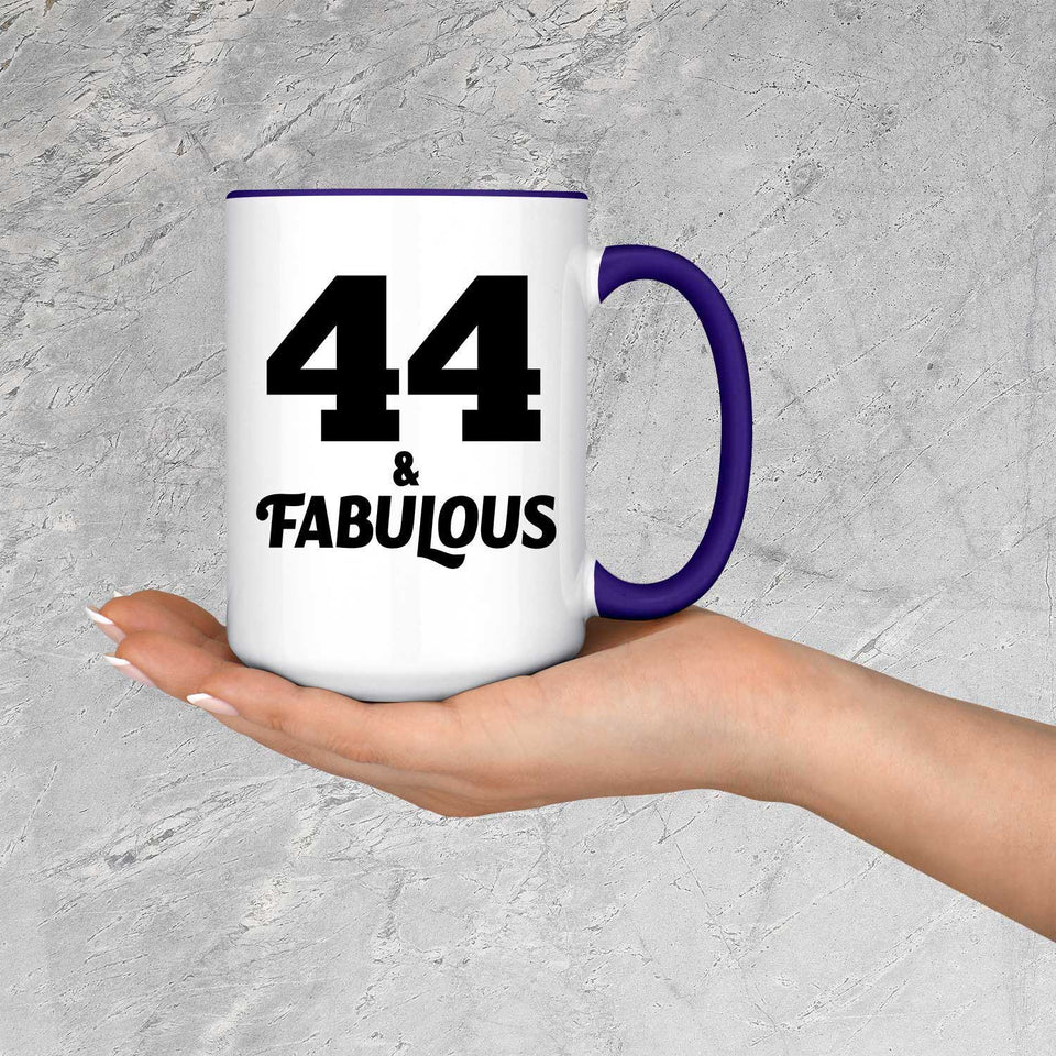 44th Birthday 44 & Fabulous - 15oz Accent Mug Purple