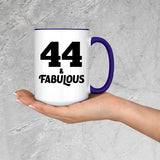 44th Birthday 44 & Fabulous - 15oz Accent Mug Purple