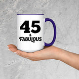 45th Birthday 45 & Fabulous - 15oz Accent Mug Purple