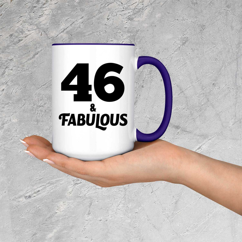 46th Birthday 46 & Fabulous - 15oz Accent Mug Purple