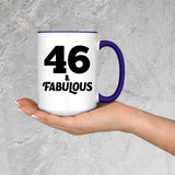 46th Birthday 46 & Fabulous - 15oz Accent Mug Purple