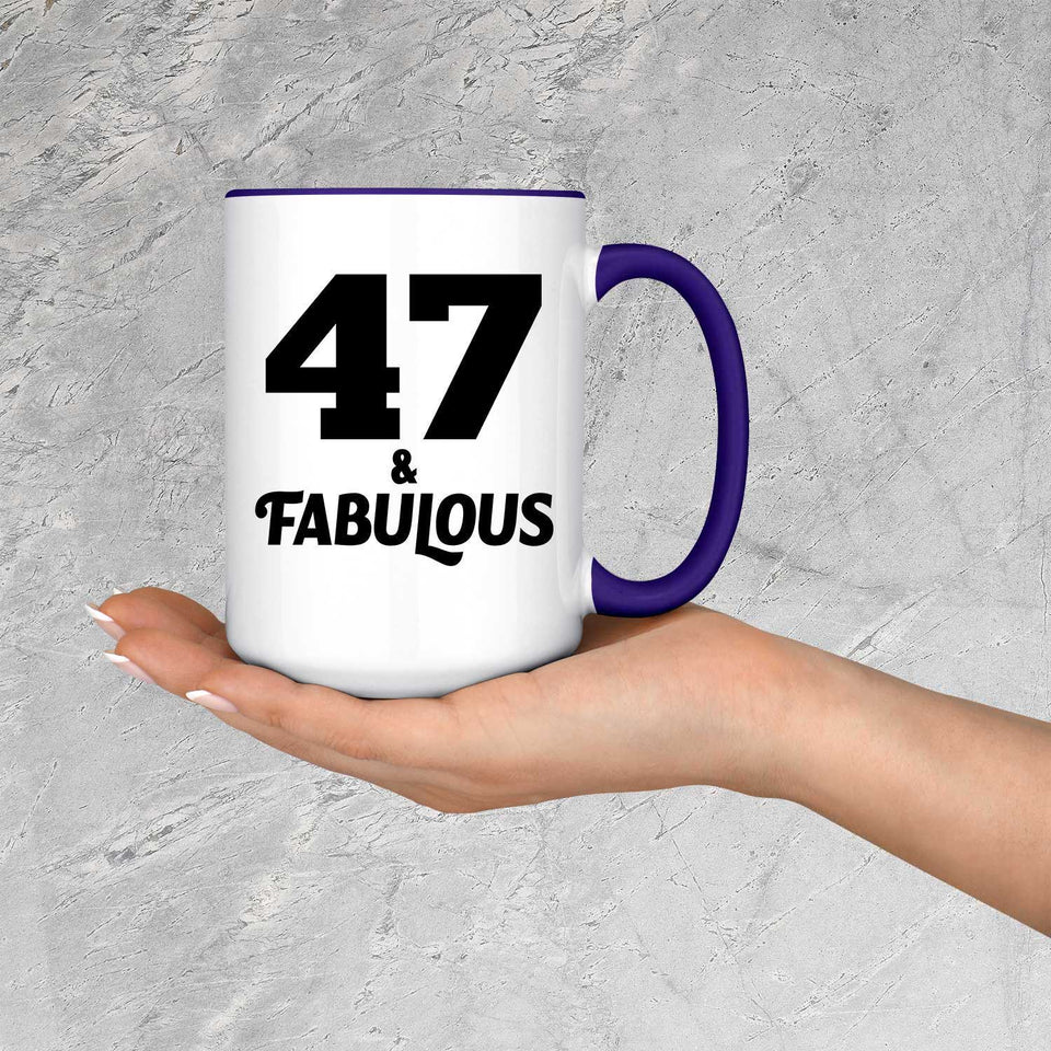 47th Birthday 47 & Fabulous - 15oz Accent Mug Purple