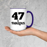 47th Birthday 47 & Fabulous - 15oz Accent Mug Purple