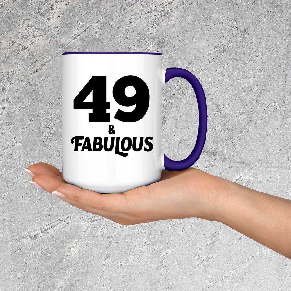 49th Birthday 49 & Fabulous - 15oz Accent Mug Purple