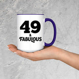 49th Birthday 49 & Fabulous - 15oz Accent Mug Purple