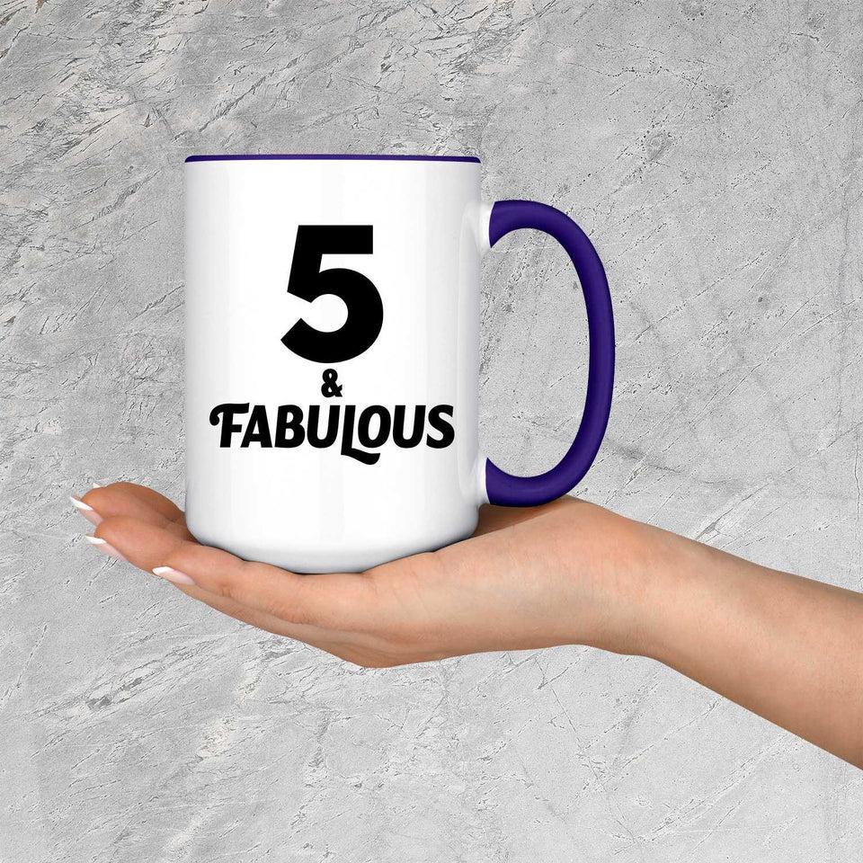 5th Birthday 5 & Fabulous - 15oz Accent Mug Purple