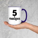 5th Birthday 5 & Fabulous - 15oz Accent Mug Purple