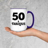 50th Birthday 50 & Fabulous - 15oz Accent Mug Purple