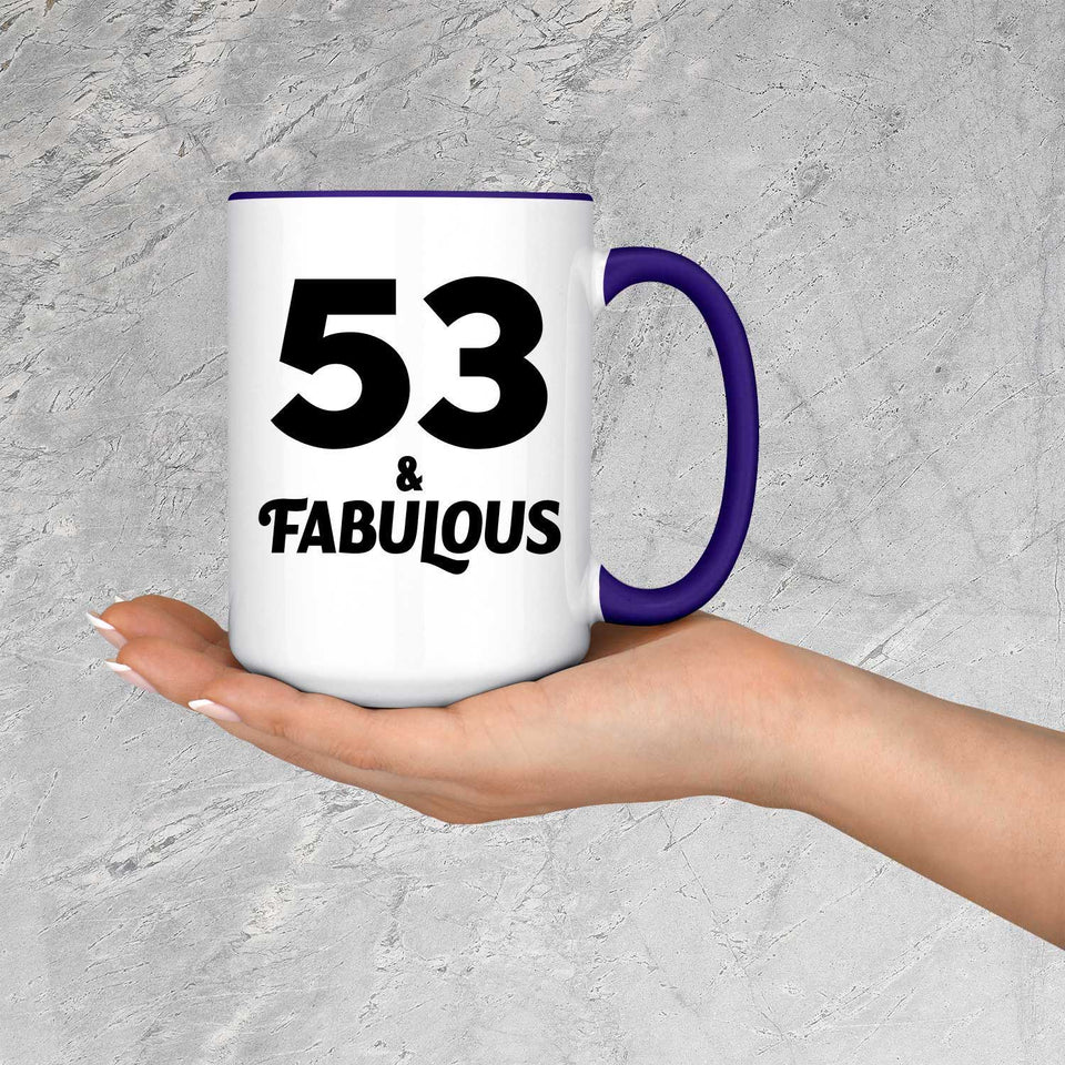 53rd Birthday 53 & Fabulous - 15oz Accent Mug Purple