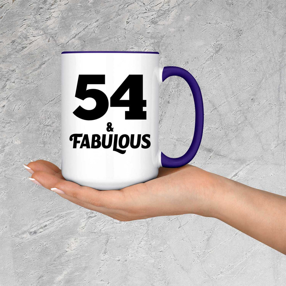 54th Birthday 54 & Fabulous - 15oz Accent Mug Purple