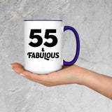 55th Birthday 55 & Fabulous - 15oz Accent Mug Purple
