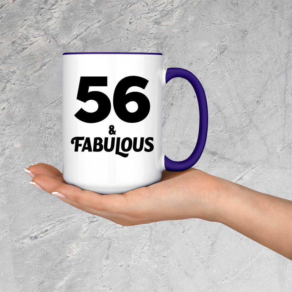 56th Birthday 56 & Fabulous - 15oz Accent Mug Purple