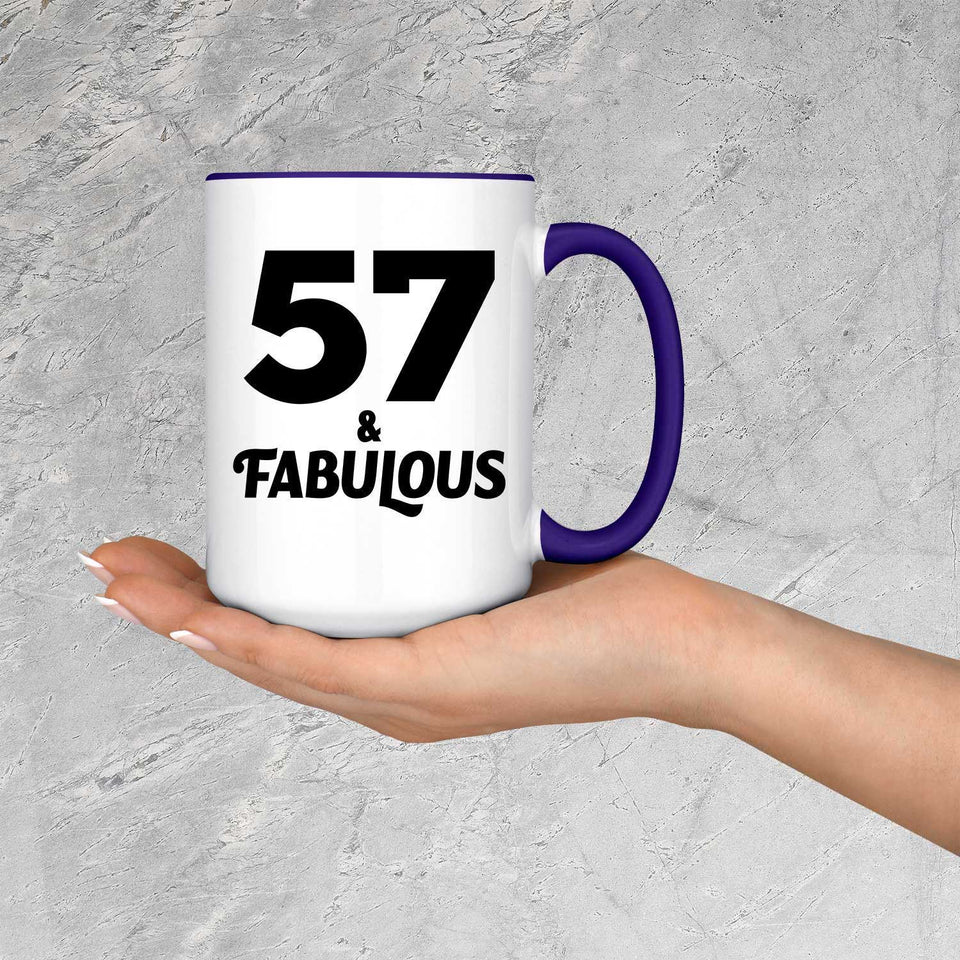 57th Birthday 57 & Fabulous - 15oz Accent Mug Purple