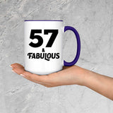 57th Birthday 57 & Fabulous - 15oz Accent Mug Purple