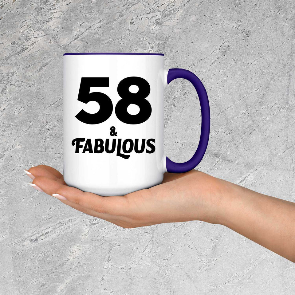 58th Birthday 58 & Fabulous - 15oz Accent Mug Purple