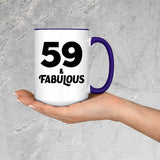 59th Birthday 59 & Fabulous - 15oz Accent Mug Purple