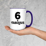 6th Birthday 6 & Fabulous - 15oz Accent Mug Purple