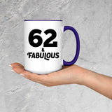 62nd Birthday 62 & Fabulous - 15oz Accent Mug Purple