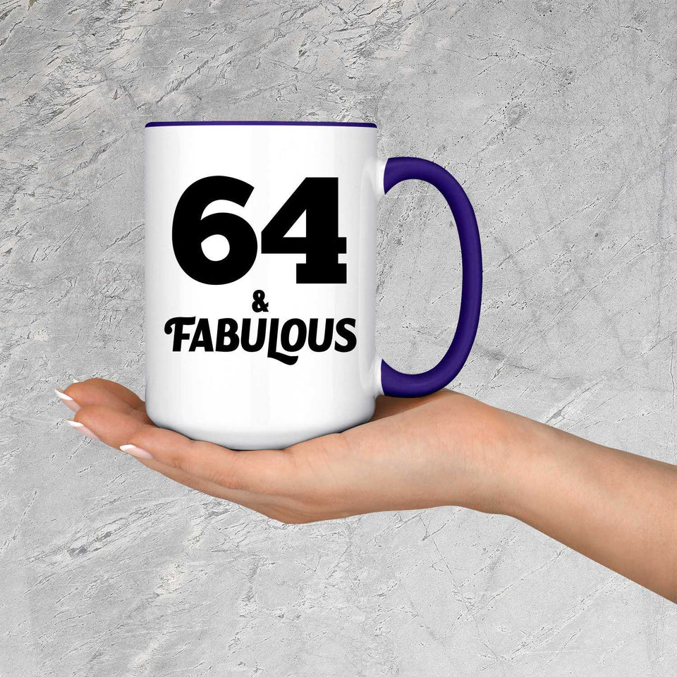 64th Birthday 64 & Fabulous - 15oz Accent Mug Purple
