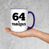 64th Birthday 64 & Fabulous - 15oz Accent Mug Purple