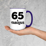 65th Birthday 65 & Fabulous - 15oz Accent Mug Purple