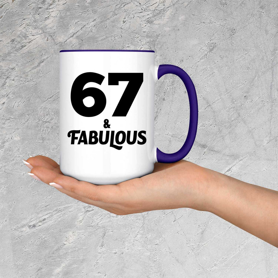 67th Birthday 67 & Fabulous - 15oz Accent Mug Purple
