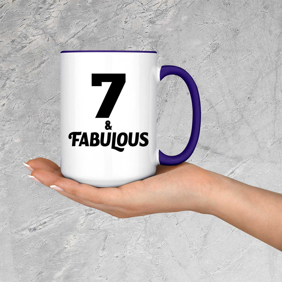 7th Birthday 7 & Fabulous - 15oz Accent Mug Purple