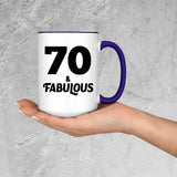 70th Birthday 70 & Fabulous - 15oz Accent Mug Purple