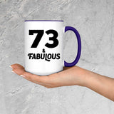 73rd Birthday 73 & Fabulous - 15oz Accent Mug Purple