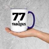 77th Birthday 77 & Fabulous - 15oz Accent Mug Purple
