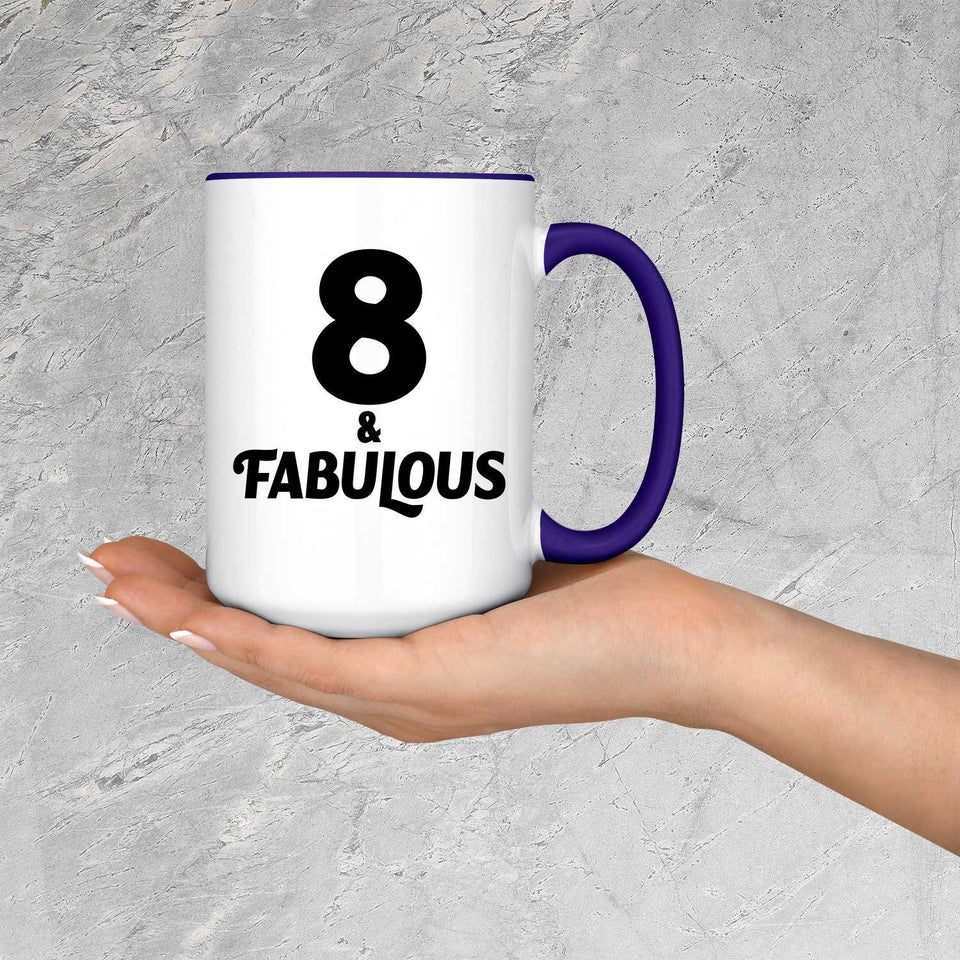 8th Birthday 8 & Fabulous - 15oz Accent Mug Purple