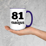 81st Birthday 81 & Fabulous - 15oz Accent Mug Purple